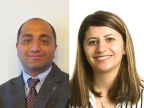 University of Alberta lecturers Pedram Mousavi, left, and Mojgan Daneshmand, right, are believed to be among 30 Edmontonians killed after a plane crashed shortly after taking off from the Tehran International Airport in Iran. (Supplied images/U of A)