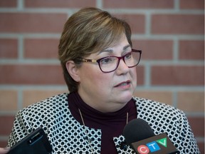 Debbie Sinnett, executive director of continuing care with the Saskatchewan Health Authority, speaks to media regarding the addition of long-term care beds during a news conference held at the Wascana Rehab Centre on 23 Avenue in Regina, Saskatchewan on Feb. 4, 2020.
