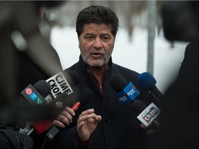 National Unifor president Jerry Dias speaks to members of the media at a news conference held in Victoria Park in Regina, Saskatchewan on Feb. 7, 2020.