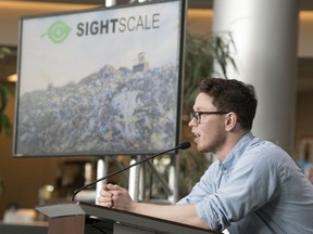 Sam Dietrich, co-founder Prairie Robotics, speaks as their company was one of the winners of Innovation Saskatchewan's Solid Waste Innovation Challenge in Regina on Tuesday, February 11, 2020.