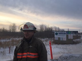 Assistant Fire Chief Wayne Rodger speaks about the fire at Shercom Industries in Saskatoon on Feb. 14, 2020. Photo by Zac Vescera, Saskatoon StarPhoenix.