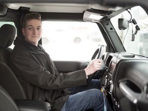 Ben Leech sites in his parked vehicle in Regina on Friday, February 14, 2020.  Last October while driving on Lewvan Drive, someone pointed a laser pointer at him while driving.