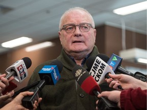 Regina city councillor Mike O'Donnell speaks to media regarding the decision to remove speaker Patrick Moore from an upcoming city event during a news conference held at City Hall in Regina, Saskatchewan on Feb. 19, 2020.