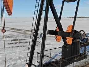 A pump jack equipped with one of Wave9's remote cameras, which wirelessly sends images to software that uses artificial intelligence to detect leaks. Photo courtesy Wave9.