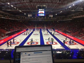 Rob Vanstone's view from the media bench at the Scotties Tournament of Hearts in Moose Jaw.