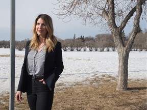 Stephanie O'Connor, a parent of a child at Argyle School, stands next to park space adjacent to the school on King's Road in Regina, saskatchewan on Feb. 27, 2020.