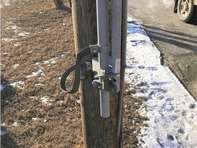 SaskPower said some people are stealing copper wire from power poles. Shown here is a damaged power pole after the copper wire has been removed. (Photo courtesy of SaskPower)