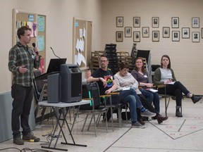 Matthew Pointer, founder of the Saskatchewan Electric Vehicle Association, speaks to an audience at the 100% Renewable Regina Forum organized by the Environmental Action committee of the Cathedral Area Community Association and held at the Westminster United Church on 13th Avenue in Regina, Saskatchewan on Feb. 29, 2020.