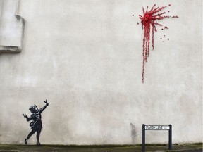A suspected new mural by artist Banksy is pictured in Marsh Lane in Bristol, Britain, February 13, 2020.