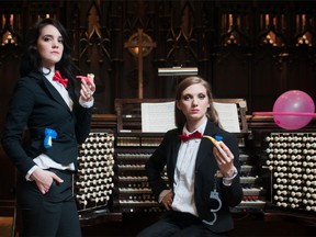Rachel Mahon (left) and Sarah Svendsen perform as Organized Crime, an entertaining organ duo. They'll play in Regina on Feb. 28, 2020.