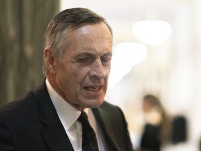 Justice Minister and Attorney General of Saskatchewan Don Morgan attends the first day of the fall legislative session at the Legislative Building in Regina on Wednesday October 23, 2019. Questions are being raised by some lawyers and beyond about the Saskatchewan Government's plan to deny sex offenders the ability to legally change their names.