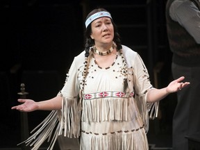 Marion Newman (as Tsianina Redfeather) in a scene from I Call myself Princess at the Globe Theatre in Regina.