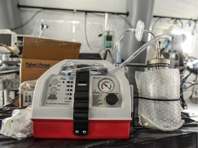 A ventilator and other hospital equipment is seen in an emergency field hospital to aid in the COVID-19 pandemic in Central Park on March 30, 2020 in New York City.