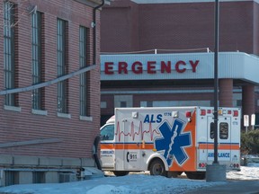 An ambulance arrives at the General Hospital in Regina, Saskatchewan on Feb 20, 2020. BRANDON HARDER/ Regina Leader-Post