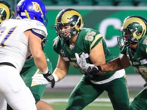 Regina Rams offensive lineman Andrew Becker (65) was disappointed by the CFL's cancellation of the 2020 combines.