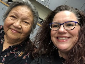JoLee Sasakamoose and Elder Lillian Piapot. Sasakamoose  started the Regina_COVID_Volunteer_Community_Response Facebook group to connect people who have help to offer with those that need it. Photo supplied by JoLee Sasakamoose.