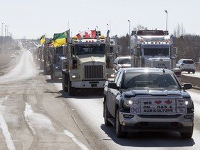 Hundreds of vehicles took part in a convoy that stretched over 10 kilometres in length as part of the Regina Rally Against The Carbon Tax in Regina.