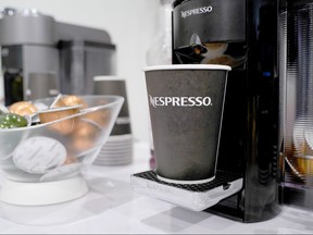 Detail view of The Nespresso Cafe in The Lobby of Spring Studios during New York Fashion Week: The Shows at Spring Studios on September 6, 2019 in New York City.