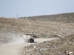 A truck at the City of Regina landfill.