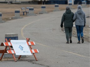 The path around Wascana Lake has been a one-way zone since early April as a result of COVID-19.