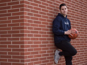 Andrew Gottselig, the founder and CEO of HoopLife, stands for a photo outside the Kings Corner Church of God in Regina on April 21, 2020. HoopLife is a basketball program that is running virtual kids camps during the COVID-19 pandemic.