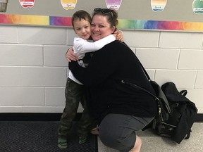 Angie Gelowitz, director of Bright Beginnings Early Childhood Centre, with her nephew Hudson in pre-COVID-19 days. Hudson is among children who attend the program. (submitted photo)