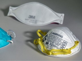 Various N95 respiration masks at a laboratory of 3M, that has been contracted by the U.S. government to produce extra marks in response to the country's novel coronavirus outbreak, in Maplewood, Minnesota, U.S. March 4, 2020.
