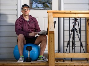 Fitness coach Kristian Leach is leading online fitness workouts for clients. Azin Ghaffari/Postmedia