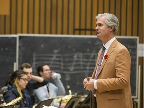 Jazz aficionado and 20-year University of Saskatchewan music professor Dean McNeill leads Jazz Band rehearsal at the Education Building on the U of S campus in Saskatoon, SK on Monday, November 5, 2018.