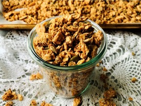 If you're running low on cereal, making making this peanut butter granola at home saves a trip to the grocery store. (Renee Kohlman)