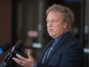 Jim Nicol, chief returning officer for Regina's 2020 municipal/school board elections, speaks to members of the media at a news conference at Regina City Hall on May 5, 2020.