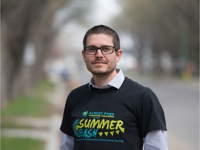 Adam Hicks, chair of the Summer Bash organizing committee, stands on Parker Avenue in Regina, Saskatchewan on May 12, 2020.