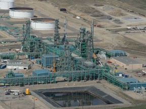 An aerial photo from May 9. 2019 shows the Co-Op Refinery Complex. A spokesperson with the refinery says high winds are to blame for an unknown amount of oil spilling into the city's sewer system.