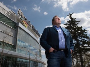 Tim Reid, the president and CEO of REAL, stands outside Mosaic Staidum in Regina, Saskatchewan on May 2, 2020.