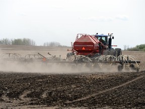 A Strasbourg-area farmer seeds his crop on May 18, 2016.