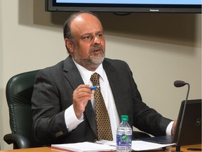 Saskatchewan's chief medical health officer Dr. Saqib Shahab answers questions pertaining to the government's plan to reopen the province's economy at a news conference held at the Saskatchewan Legislative Building in Regina, Saskatchewan on April 23, 2020.