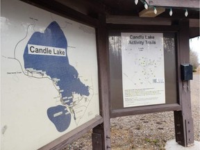 This sign offers information and a map for the resort village of Candle Lake, which is located about 70 kilometres northeast of Prince Albert. (Photo courtesy Ron Cherkewich)