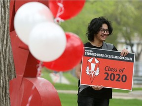 Bedford Road Collegiate Grade 12 students on May 20, 2020 picked up Class of 2020 signs made by Kota Graphics to display on their lawns — one way Saskatoon Public Schools is celebrating the high school seniors' graduation amidst COVID-19 physical distancing requirements.