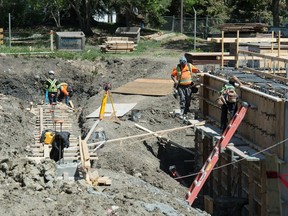 Construction is underway at the site of Maple Leaf Pool in Regina, Saskatchewan on June 1, 2020.