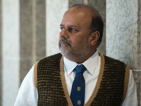 Saskatchewan's Chief Medical Health Officer Dr. Saqib Shahab stands in the the T. C. Douglas building in Regina, Saskatchewan on June 2, 2020.