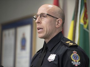 Regina Police Service Superintendent Corey Zaharuk provides media an update on arrests made in an ongoing investigation involving organized crime in Regina on Tuesday, June 16, 2020.