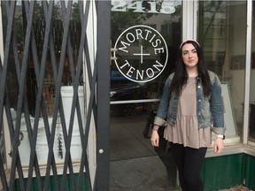 Dani Hackel, co-owner of Mortise + Tenon, stands in front of the store on 11th Avenue in Regina, Saskatchewan on June 18, 2020.