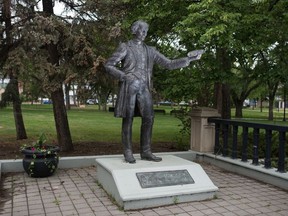 A statue of John A. Macdonald is pictured in Victoria Park in Regina, Saskatchewan on June 18, 2020.