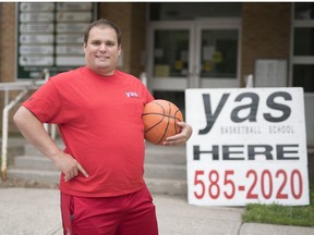 Philippe Bosse, basketball coach for Young Athlete Saskatchewan's (YAS) summer basketball camps, stands outside École Monseigneur de Laval school in Regina on Saturday, June 20, 2020. The camps will be help inside the school starting July 6, 2020.