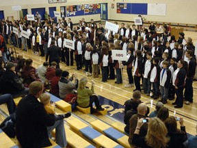 REGINA, SK: February 3, 2010 - The athletes enter a pep rally  February 2, 2010 for zone 2 Regina athletes going to the Saskatchewan Winter Games in Moose Jaw.