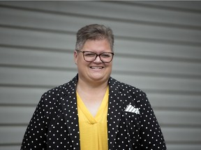 Christall Beaudry, executive director of CNIB Saskatchewan, outside her home in Regina on Thursday, July 9, 2020.