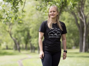 Annika Mang, the founder of Born to Be Adventurous and TrailCollectiv, in Wascana Centre in Regina on Friday.