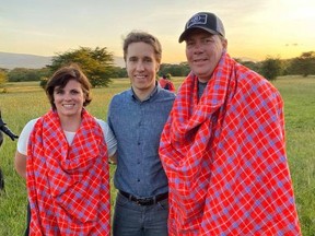 Premier Scott Moe, right, and his wife Krista, left, pose with WE Charity co-founder Craig Kielburger during a trip the couple took to Kenya from December 2019 to January 2020. Facebook.