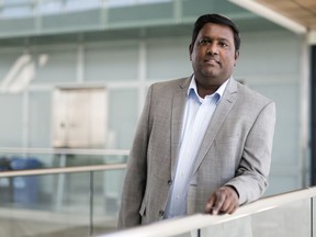 Mohan Babu, an associate professor of biochemistry at the University of Regina, poses for a photo in the Research and Innovation Centre on campus on Thursday, July 2, 2020.