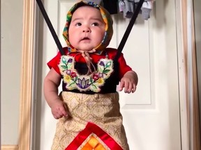 Brave Yazzie of Onion Lake was captured dancing by his mother, Aislinn Whitestone. A video of Brave's dance was posted to the Quarantine Dance Specials 2020 Facebook group.